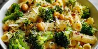 Broccoli Chickpea Pasta with Garlic Olive Oil