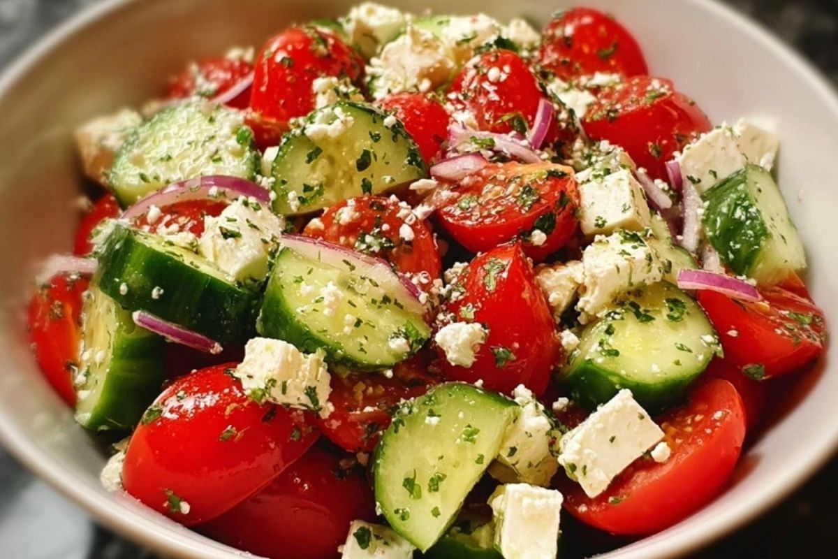 Greek Cucumber Tomato Feta Salad