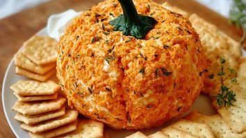 Homemade Doritos Pumpkin Shaped Cheese Ball