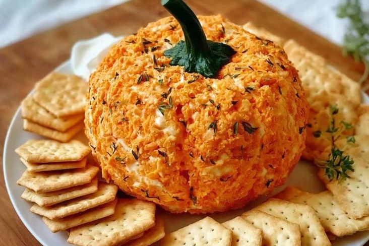 Homemade Doritos Pumpkin Shaped Cheese Ball