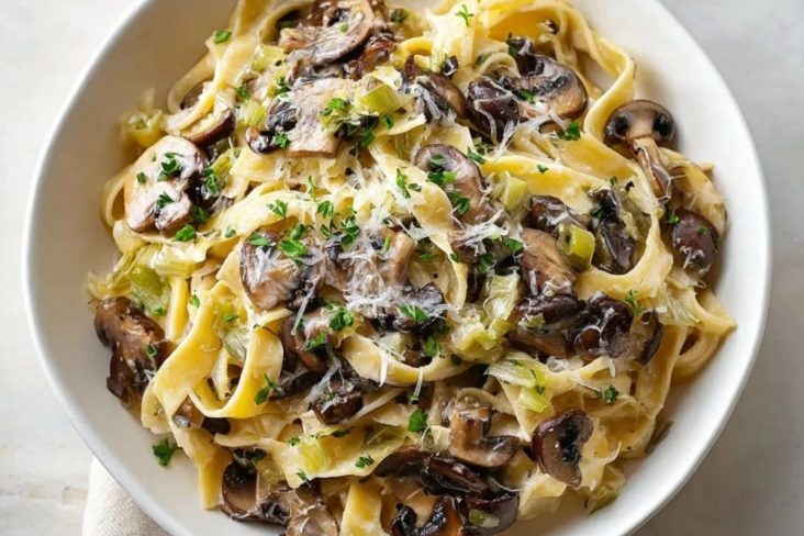Caramelized Leek & Mushroom Gruyere Pasta