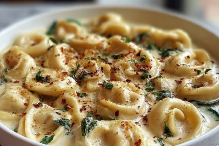 Creamy Crockpot Tortellini Alfredo
