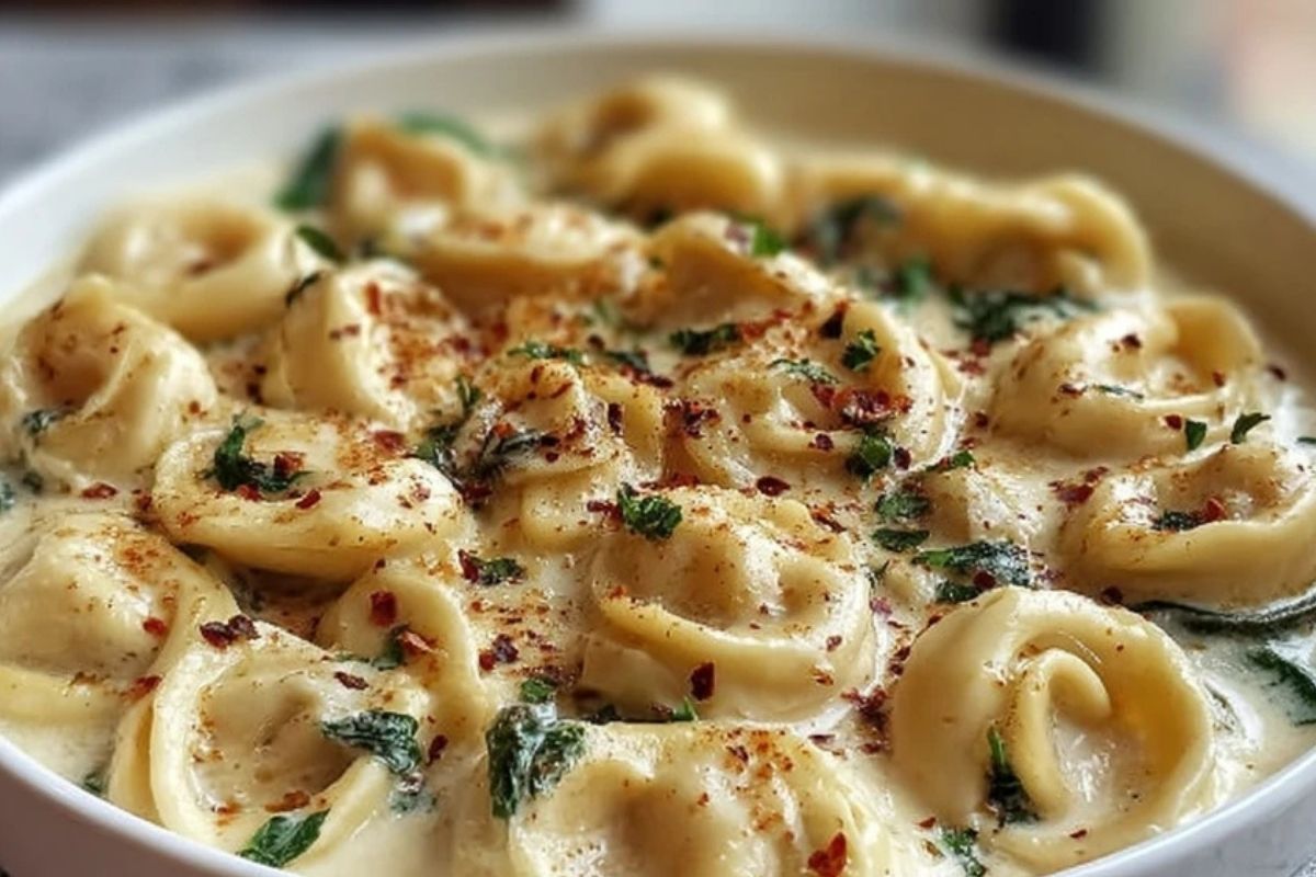 Creamy Crockpot Tortellini Alfredo