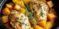 Crockpot Maple Dijon Chicken With Butternut Squash