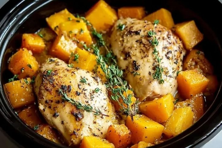 Crockpot Maple Dijon Chicken With Butternut Squash