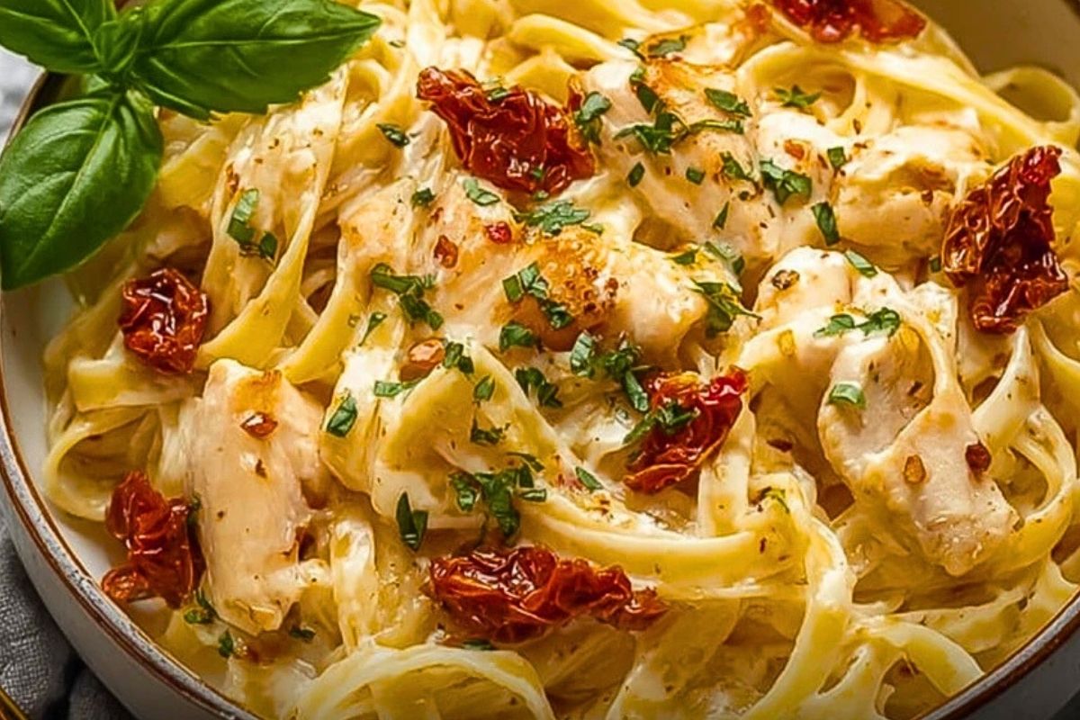 Fettuccine Alfredo with Chicken and Sundried Tomatoes