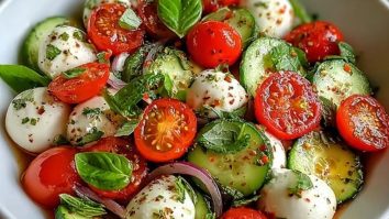 Fresh Cucumber Caprese Salad