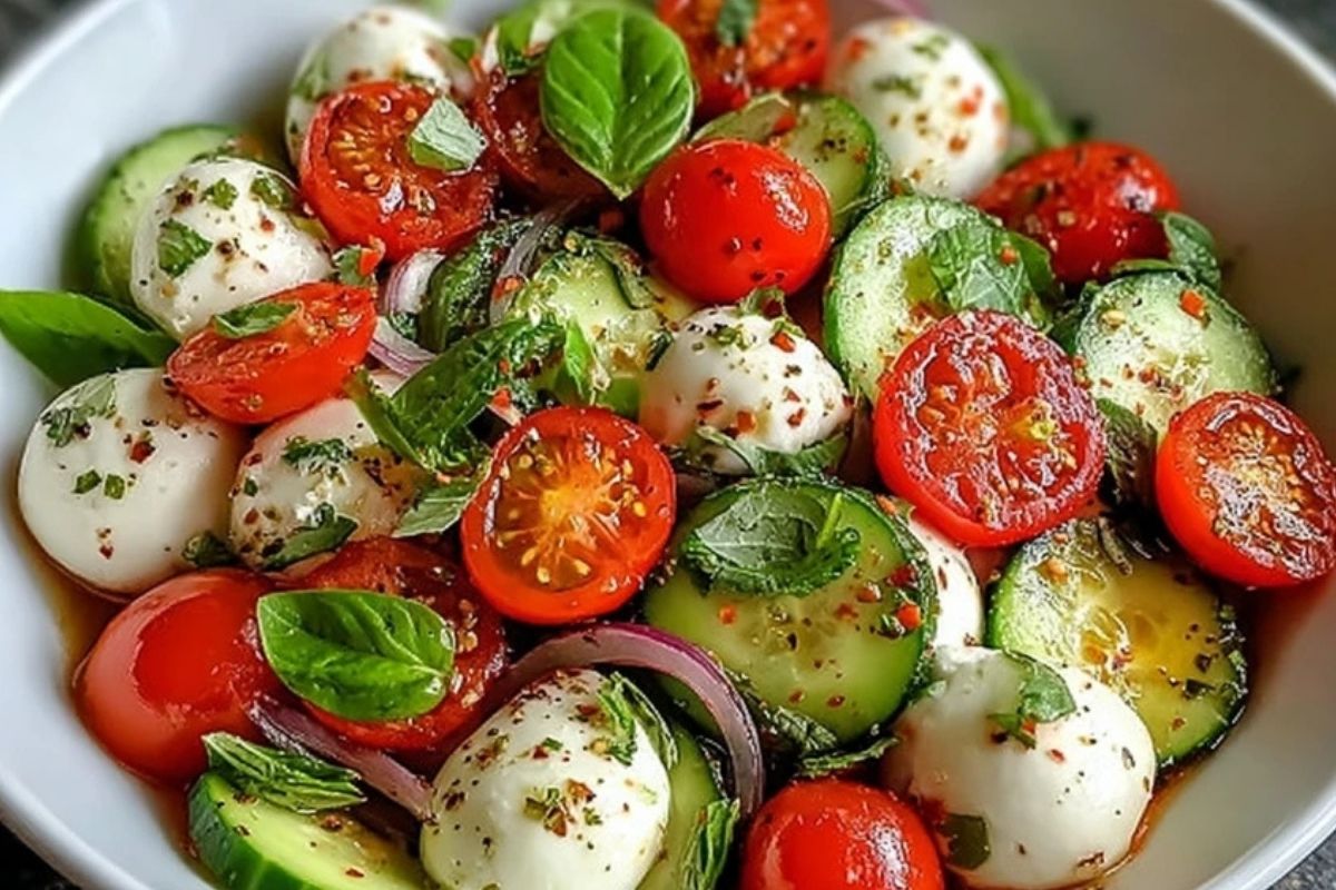 Fresh Cucumber Caprese Salad