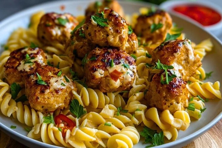 Garlic Butter Chicken Bites with Spicy Cajun Alfredo Twisted Pasta