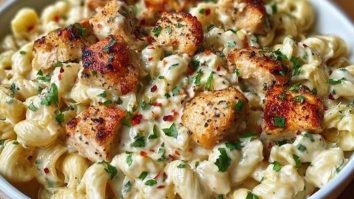 Garlic Chicken Bites and Creamy Cajun Spinach Artichoke Alfredo Pasta