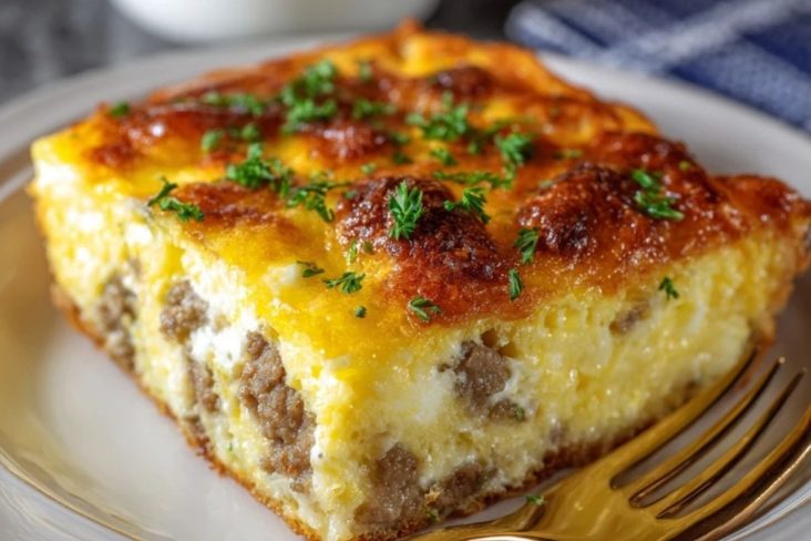 Sausage Egg and Cream Cheese Hashbrown Casserole