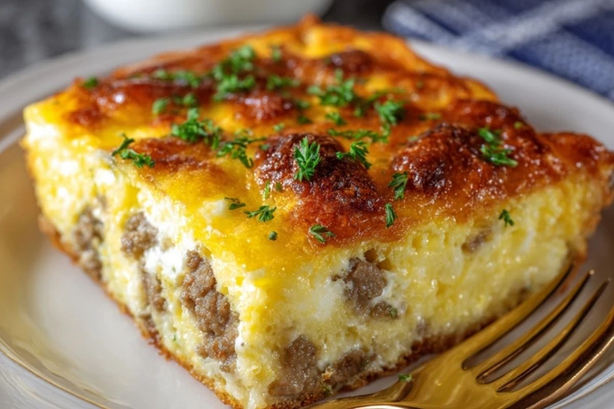 Sausage Egg and Cream Cheese Hashbrown Casserole