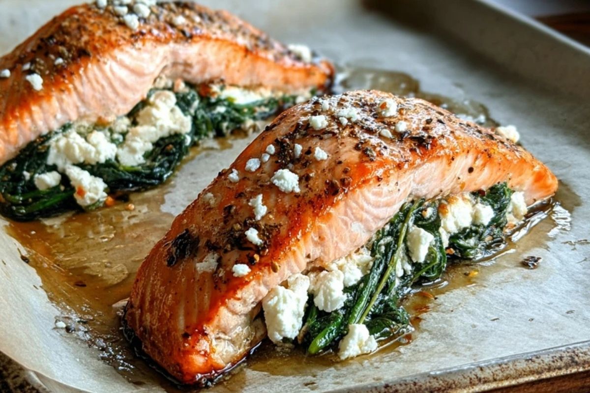 Spinach and Feta Stuffed Salmon