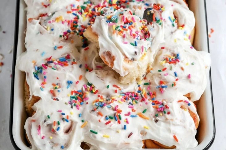 Birthday Cake Cinnamon Rolls
