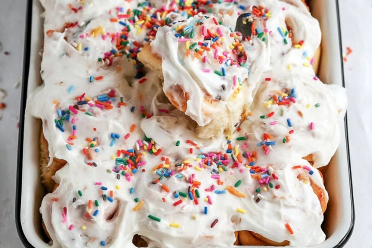 Birthday Cake Cinnamon Rolls