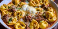 Cheesesteak Tortellini in Rich Provolone Sauce