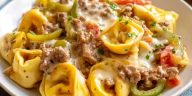 Crock Pot Cheesesteak Tortellini