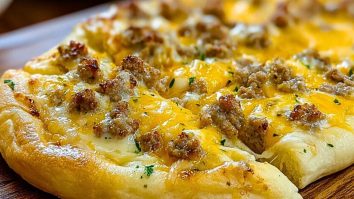 Delicious Sausage Gravy Crescent Roll Breakfast Pizza
