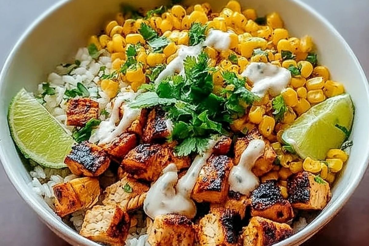 Effortless Street Corn Chicken Rice Bowl