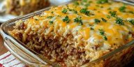 French Onion Ground Beef Rice Casserole