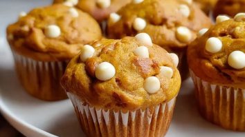Moist Pumpkin White Chocolate Chip Muffins