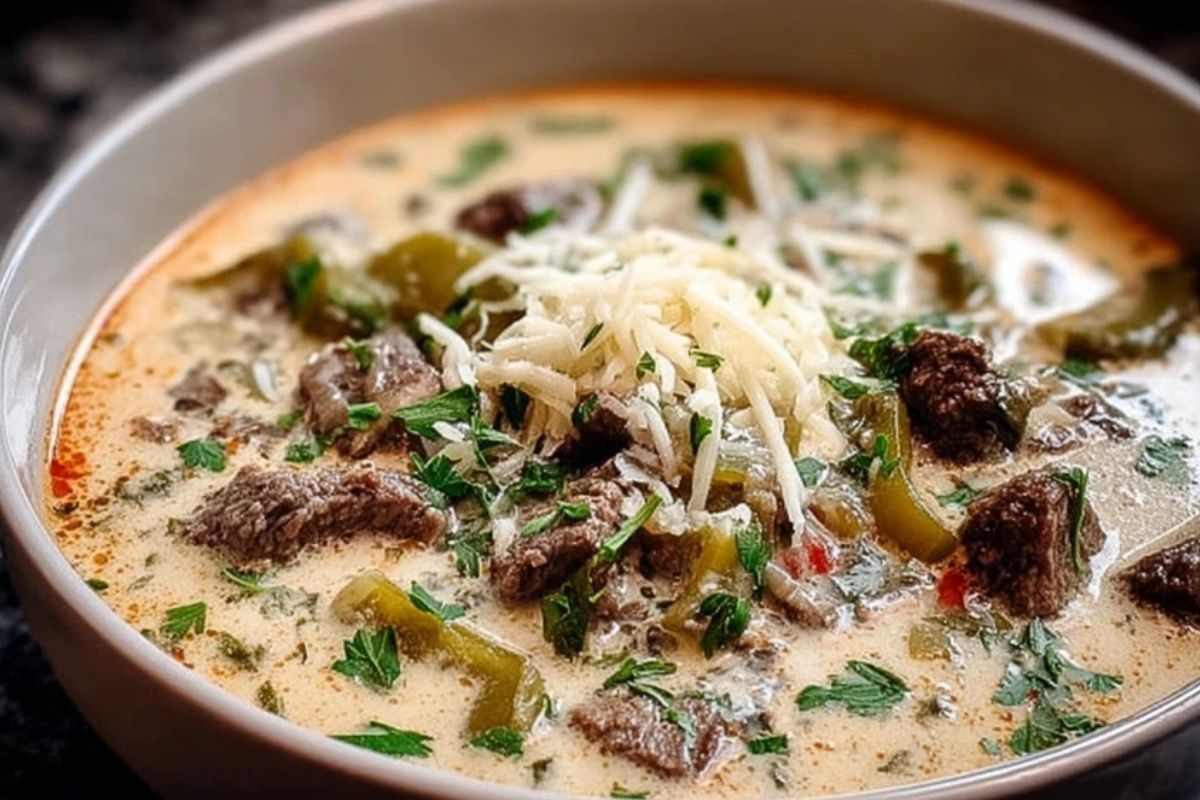 Creamy Philly Cheese Steak Soup