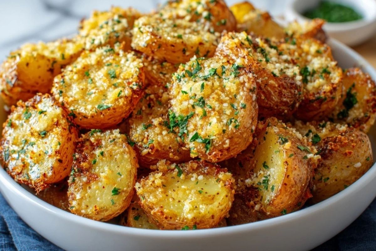 Crispy Cheesy Garlic Potatoes