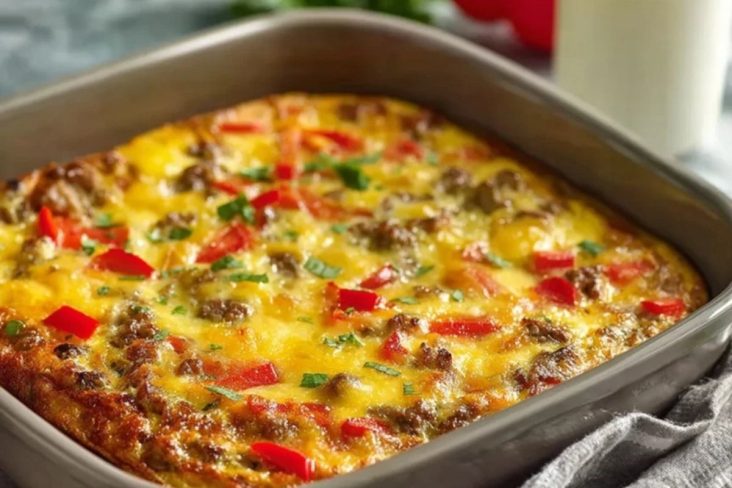 Juicy Crustless Sausage and Pepper Quiche