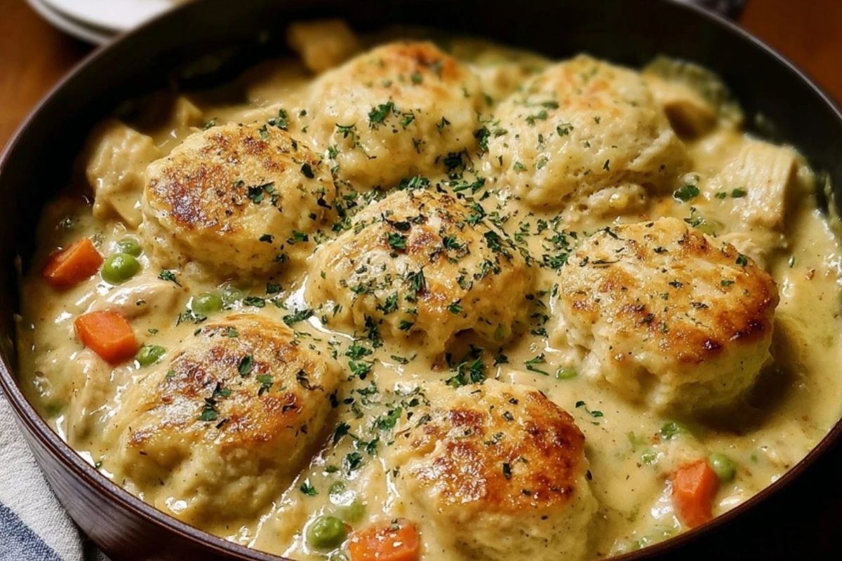 Comforting Chicken And Dumplings With Biscuits