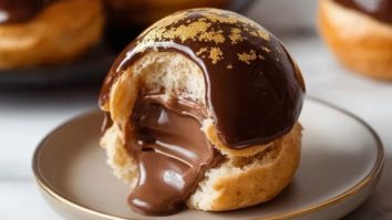 Gold-Dusted Chocolate Profiteroles