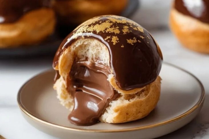 Gold-Dusted Chocolate Profiteroles