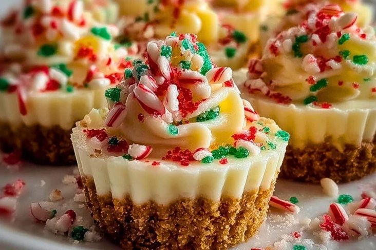 No-Bake Christmas Mini Cheesecakes