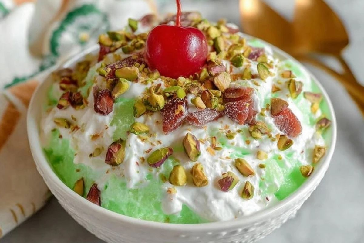 Traditional Watergate Fruit Salad with Pistachios