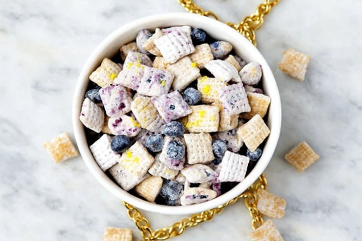 Unique Blueberry Lemon Cheesecake Puppy Chow Treat