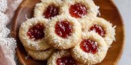 Vanilla Coconut Jam Thumbprint Cookies