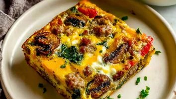 Hearty Sausage Spinach Mushroom Egg Bake