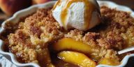 Buttery Vanilla Peach Cobbler with Sweet Crust