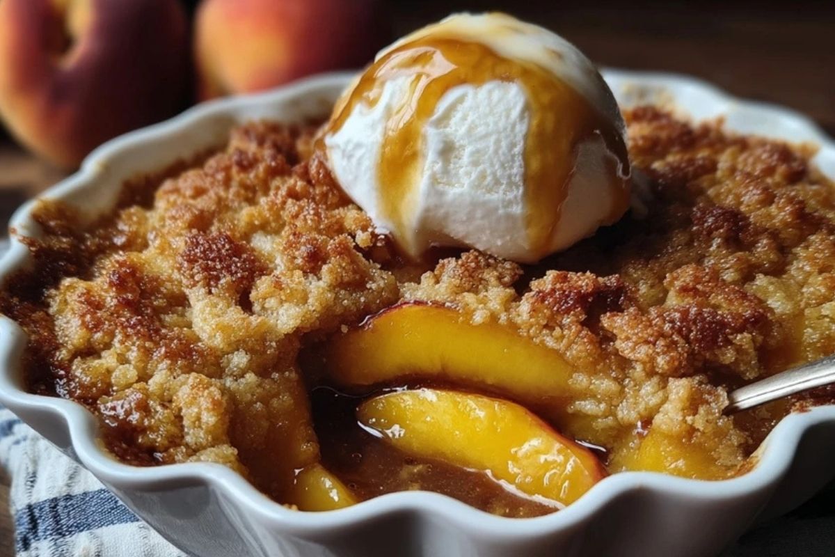 Buttery Vanilla Peach Cobbler with Sweet Crust