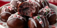Candy Cane Brownie Bombs