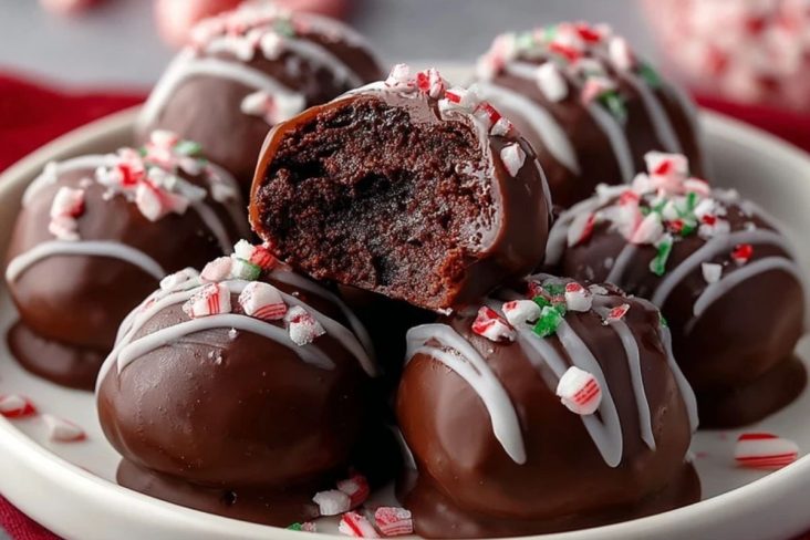 Candy Cane Brownie Bombs