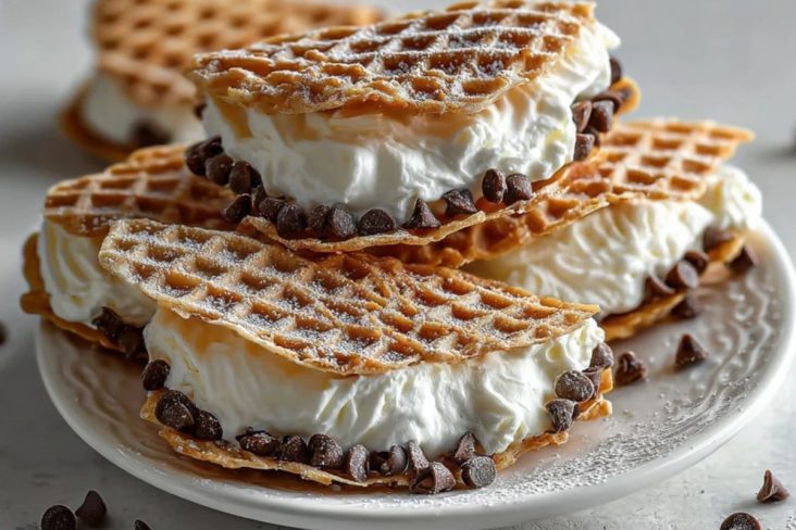 Cannoli Stuffed Pizzelle Sandwiches