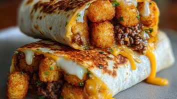 Cheesy Potato Burritos with Crispy Tater Tots