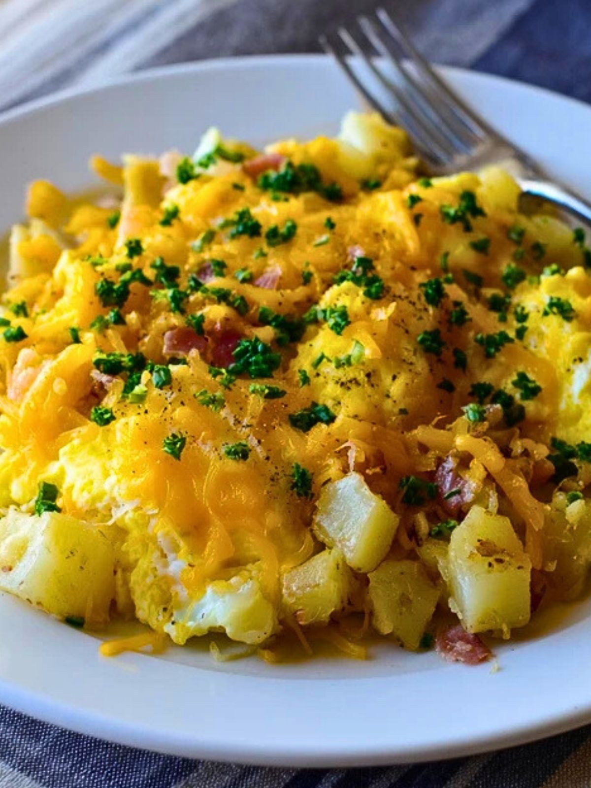 Cheesy Potato Egg Scramble