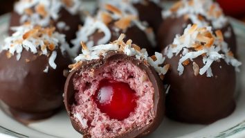 Chocolate Maraschino Cherry Coconut Truffles