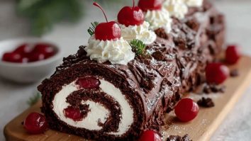 Elegant Black Forest Cake Roll