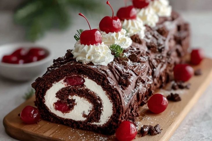 Elegant Black Forest Cake Roll