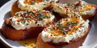 Irresistible Hot Honey Whipped Feta Crostini