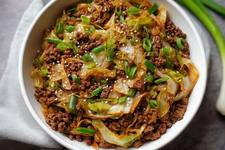 Low-Carb Mongolian Ground Beef & Cabbage