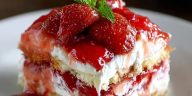 No-Bake Strawberry Cheesecake Lasagna