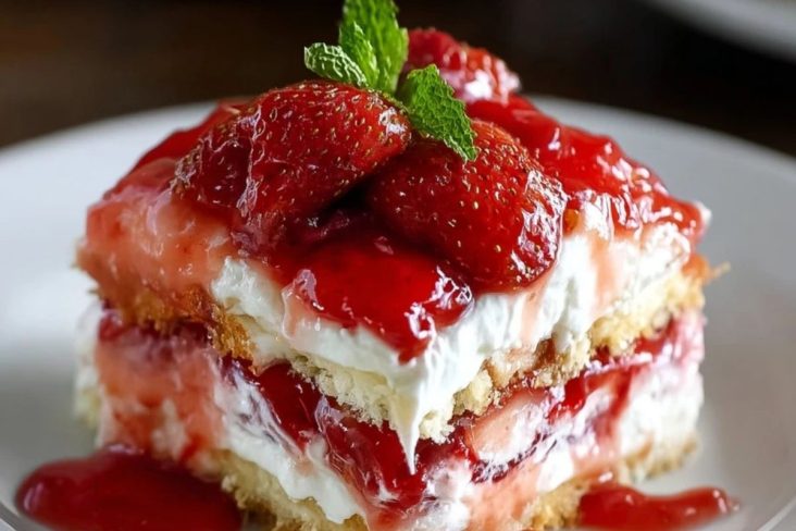 No-Bake Strawberry Cheesecake Lasagna
